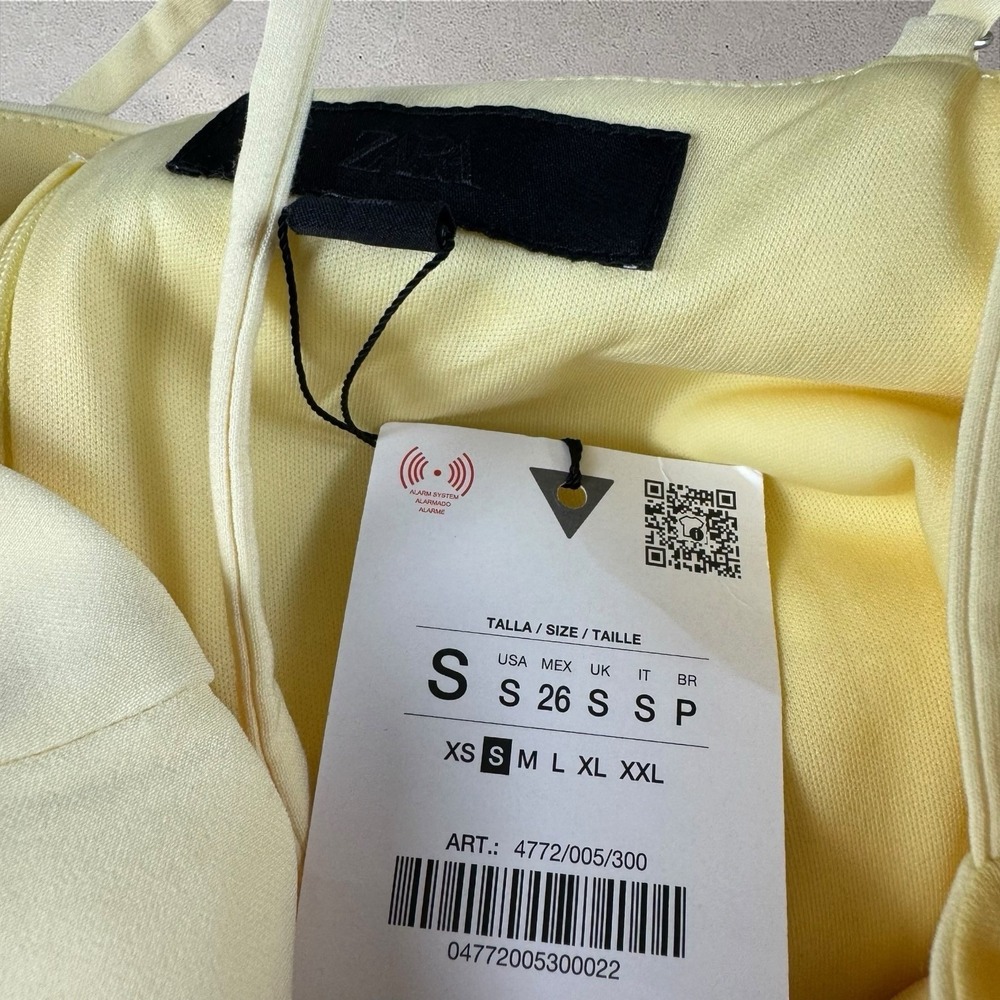 Zara Tulle Tank Blouse Babydoll Peplum Top Butter Yellow NWT Sz S 4772/005/300 - Picture 4 of 7